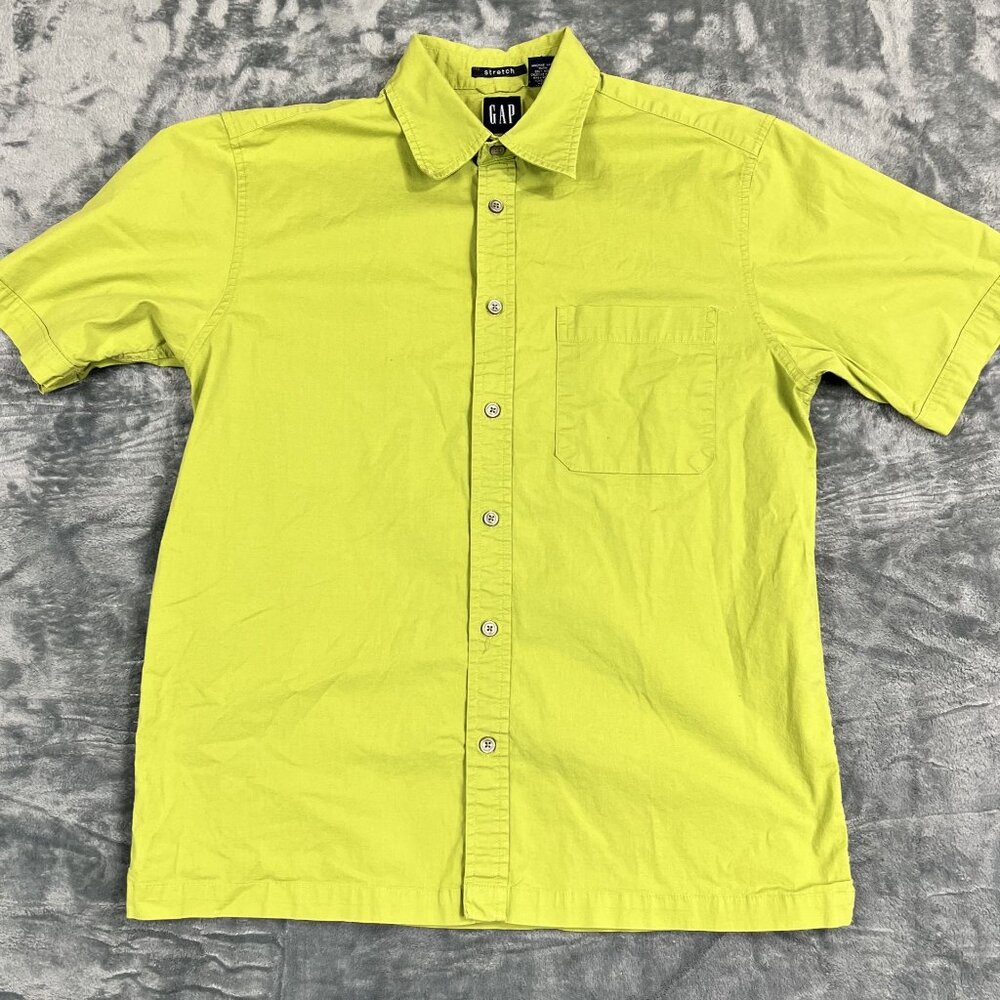 Gap Mens Stretch Lime Green Short Sleeve Button-Up Shirt M